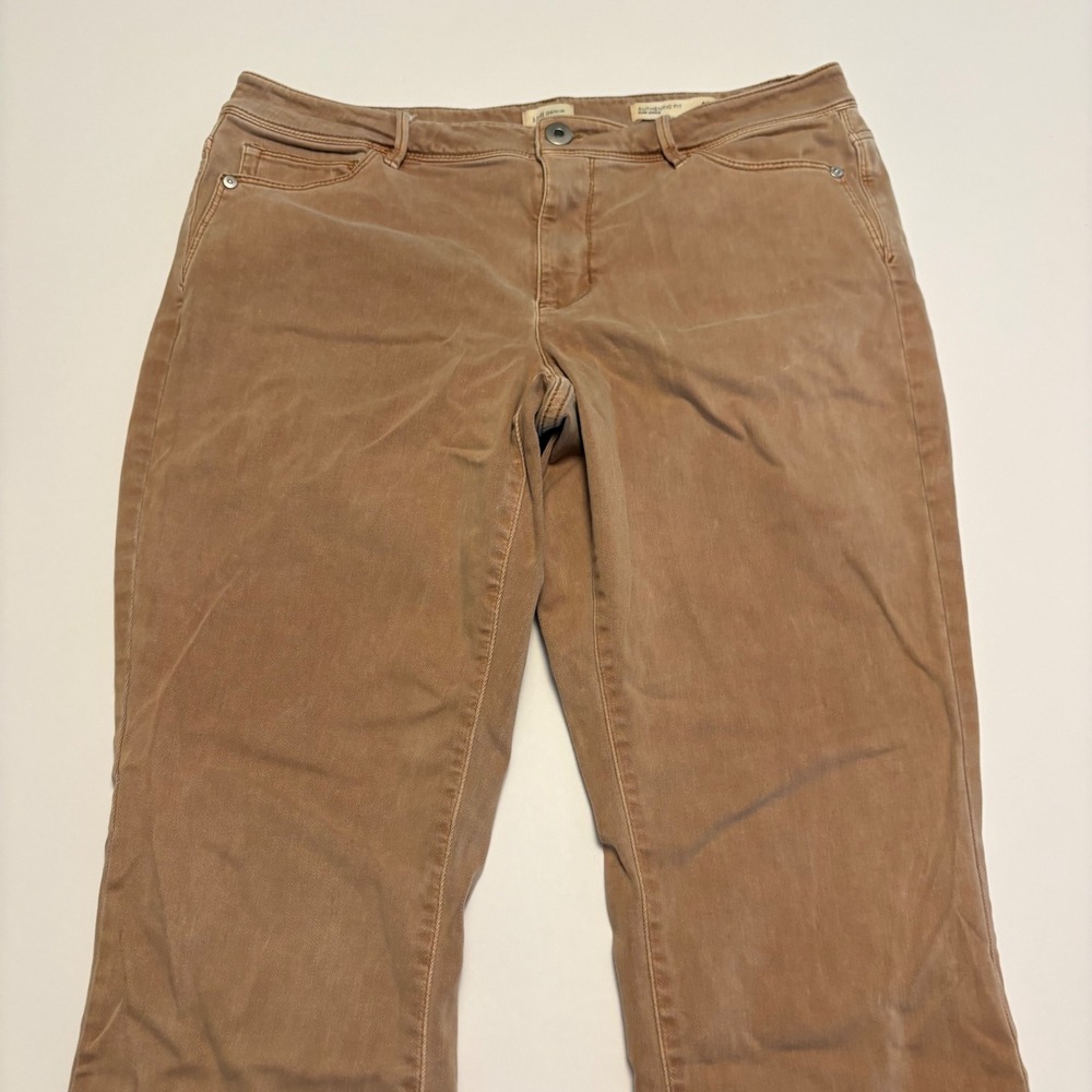 J.Jill Authentic Fit Slim Ankle Jeans Womens 12 Tan Terracotta Stretch Denim